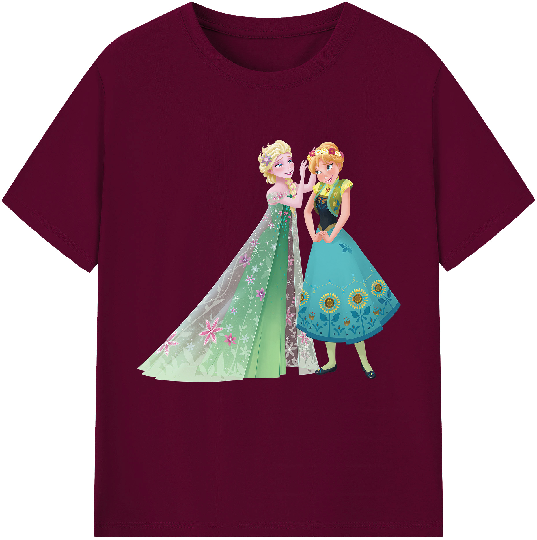 （画像用） アナと雪の女王 アンナ エルサ Frozen Anna Elsa レディースカジュアルプリントTシャツ（綿100％）